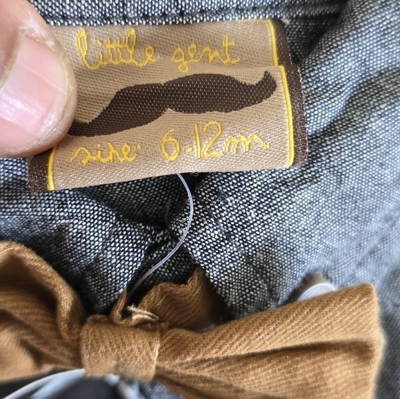 Little Gent 6-12 Months Baby Boys Gray Dress Shirt Bodysuit Long Sleeve - Picture 4 of 7